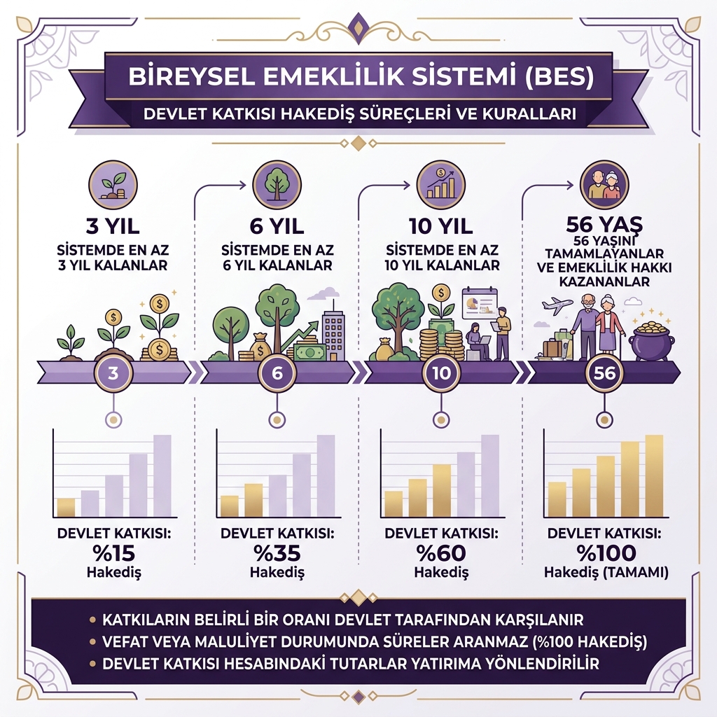 Bireysel Emeklilik Sistemi (BES) Devlet Katkısı Hakediş Oranları